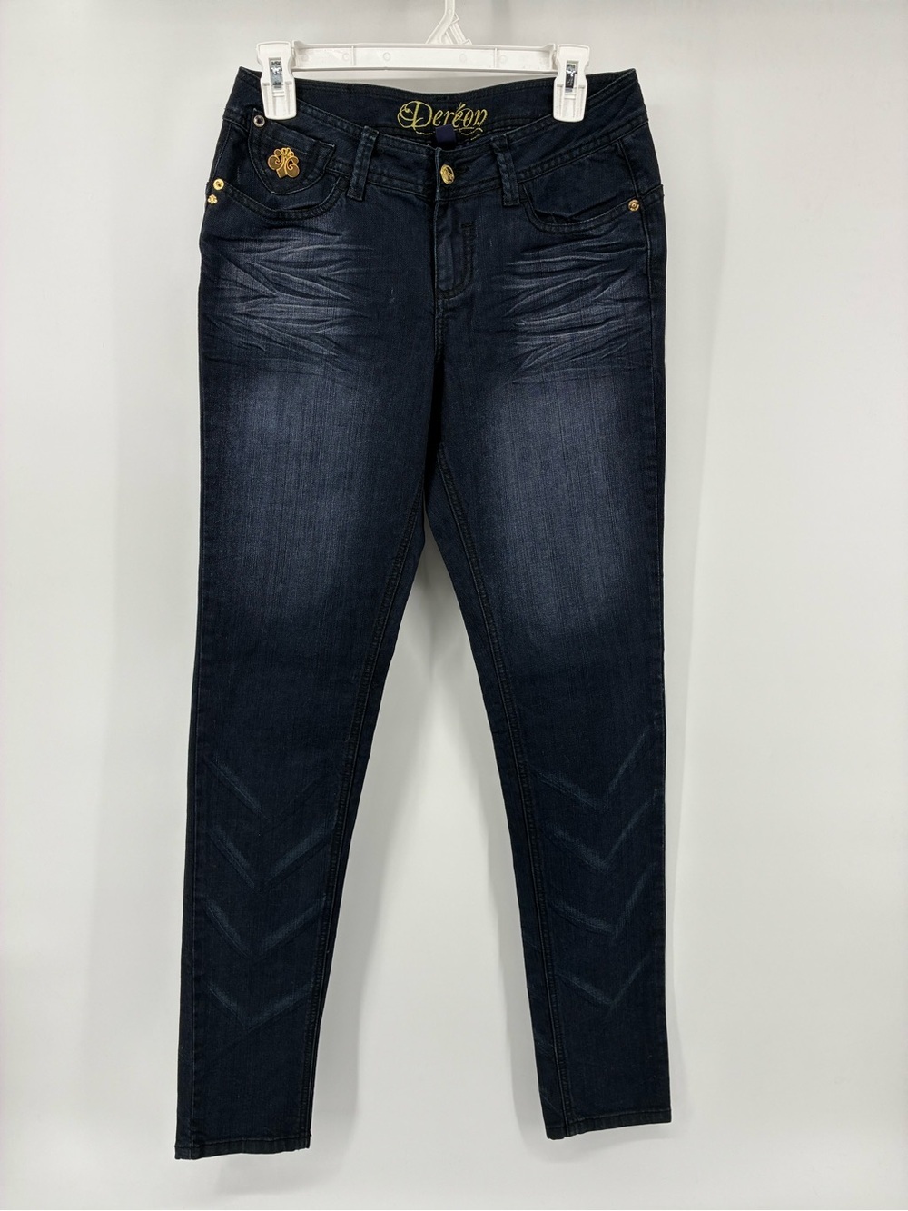 Dereon Dark Wash Skinny Jeans with Subtle Fading
